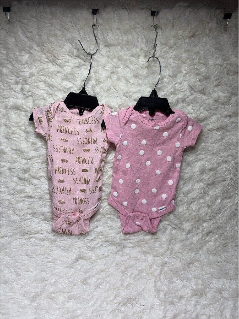 Gerber Princess & Polkadot Onesies Set 0-3M Short Sleeve